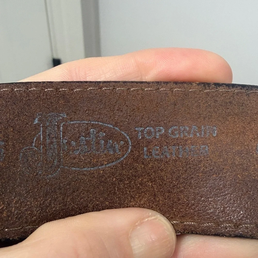 Justin Bent Rail Brown leather belt size 42